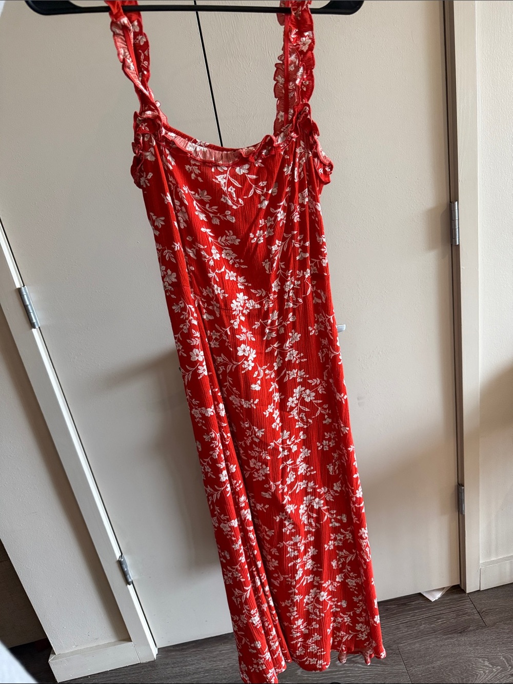 Lulu's Red Floral Maxi Dress with White Accents